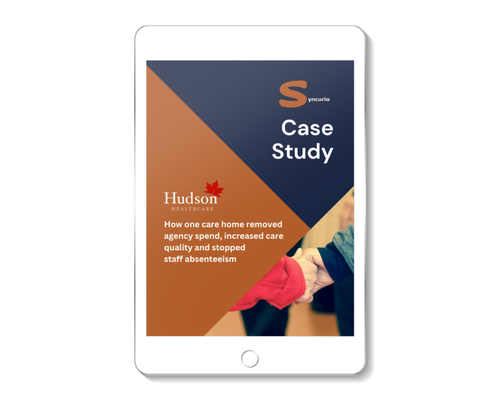 Syncurio case studies showing improved care home operations and resident management.