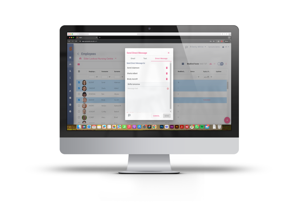Care home staff using Syncurio’s employee communication tools for real-time updates and announcements.