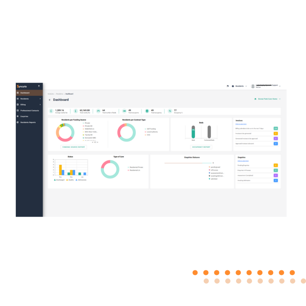 Image of resident billing screenshot of the system